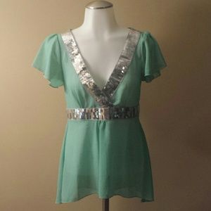 Sheer sequi detail top